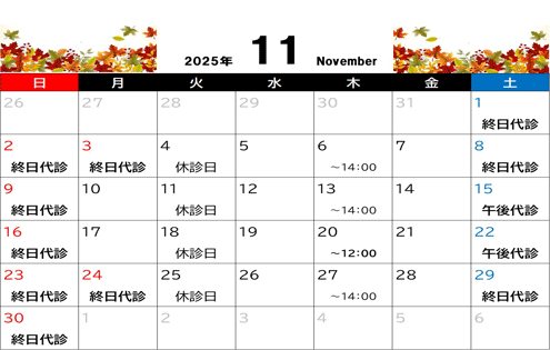 11月診療カレンダー